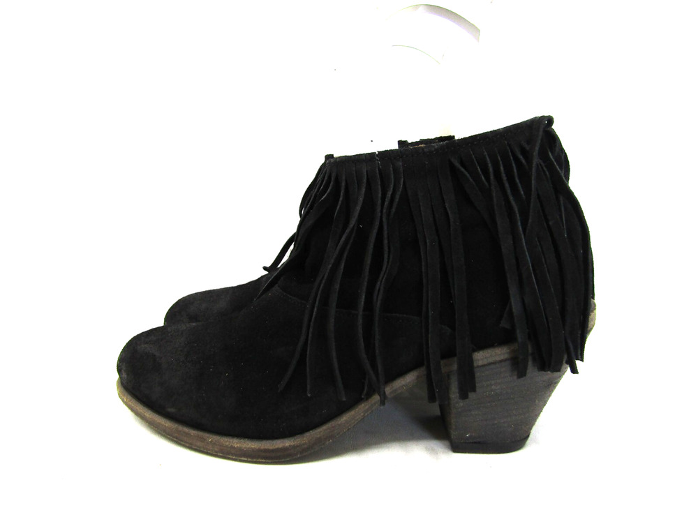 Fiorentini + Baker Womens Size 40.5 EUR Black Suede Fringe Ankle Boots Bootie